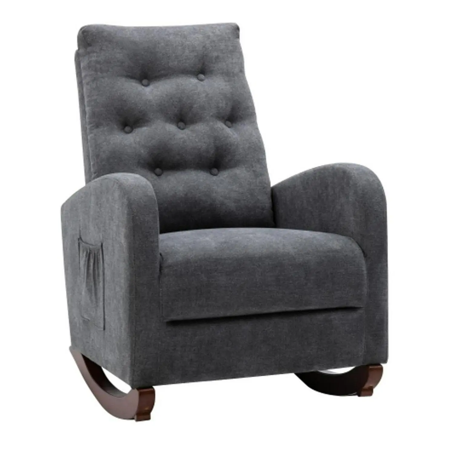 Bayfeve Single Sofa Reclining Chair Antique Gray Velvet Upholstered Tufted Recliner 4 Bayfeve Single Sofa Reclining Chair Antique Gray Velvet Upholstered Tufted Recliner - Image 4