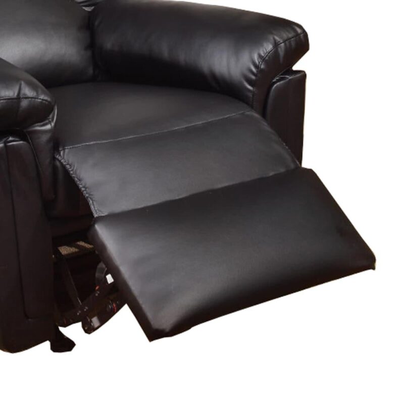 Benzara Bonded Leather Rocker/Recliner Black Faux leather Upholstered Tufted Powered Reclining Zero Gravity Recliner - Image 4