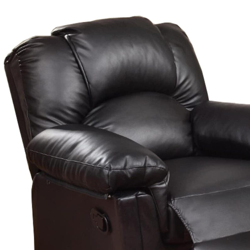 Benzara Bonded Leather Rocker/Recliner Black Faux leather Upholstered Tufted Powered Reclining Zero Gravity Recliner - Image 3