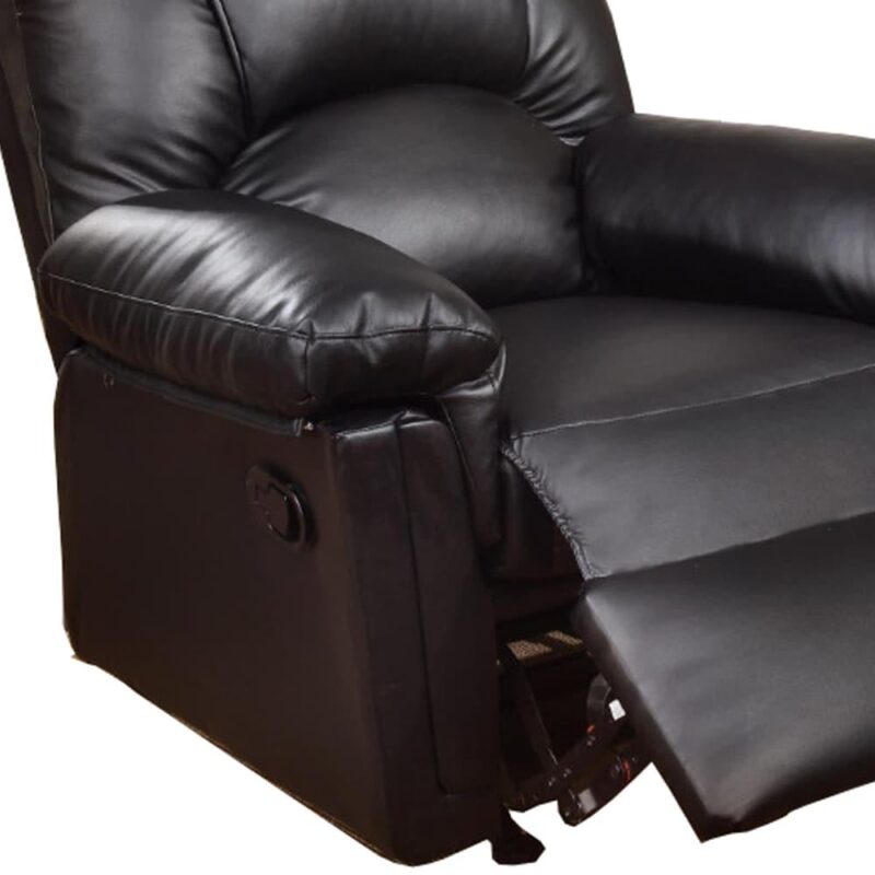 Benzara Bonded Leather Rocker/Recliner Black Faux leather Upholstered Tufted Powered Reclining Zero Gravity Recliner - Image 2