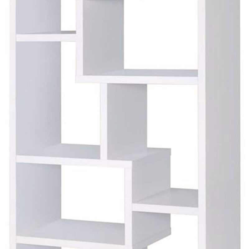 Benzara White Wood 9 -Shelf Bookcase ( 35-Inches W x 70.75-Inches H x 11.75-Inches D ) Finished - Image 3