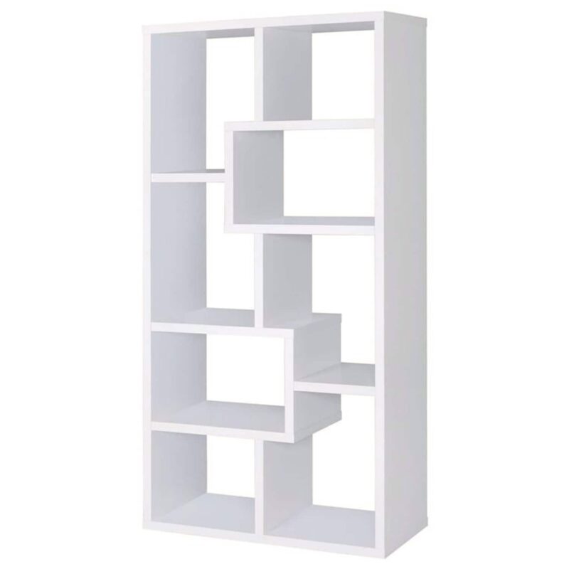 Benzara White Wood 9 -Shelf Bookcase ( 35-Inches W x 70.75-Inches H x 11.75-Inches D ) Finished