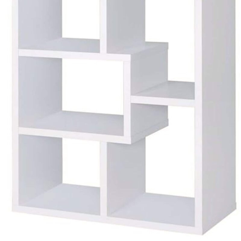Benzara White Wood 9 -Shelf Bookcase ( 35-Inches W x 70.75-Inches H x 11.75-Inches D ) Finished - Image 4
