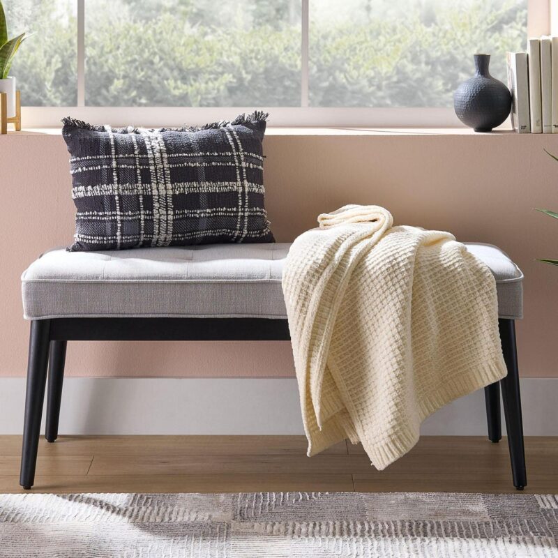 Better Homes and Gardens Colton 44  Upholstered Accent Bench, Gray - Image 4