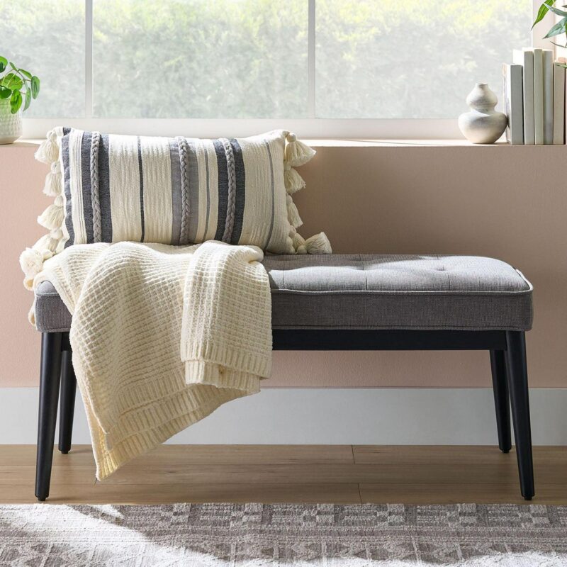 Better Homes and Gardens Colton 44  Upholstered Accent Bench, Gray - Image 3