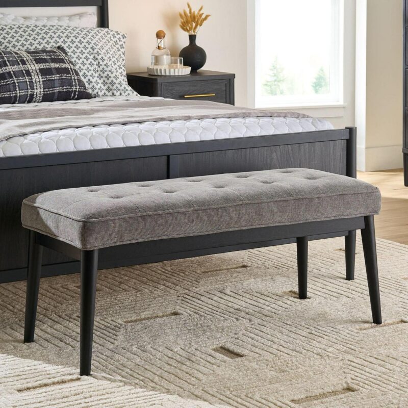 Better Homes and Gardens Colton 44  Upholstered Accent Bench, Gray