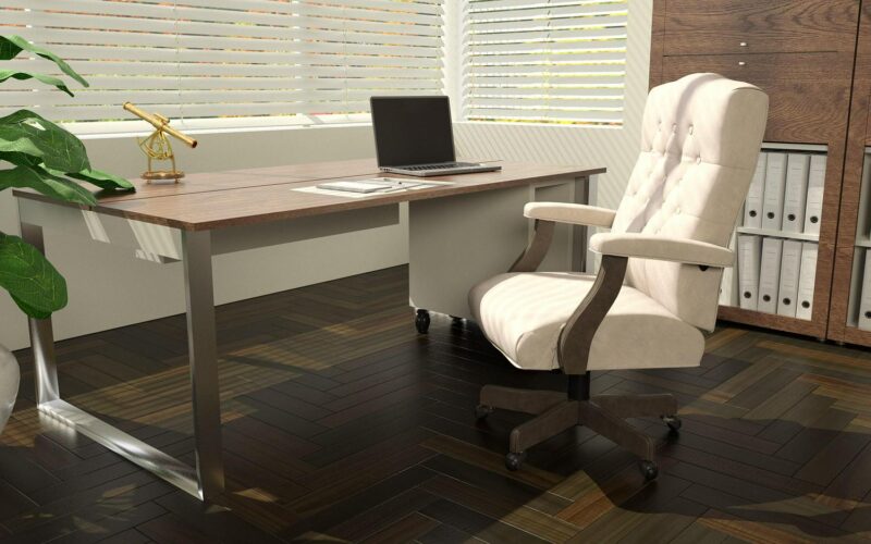 Boss Office Products Champagne Contemporary Ergonomic Adjustable Height Swivel Upholstered Executive Chair - Image 5