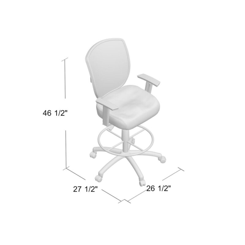 Boss Office Products Black Contemporary Ergonomic Adjustable Height Swivel Mesh Drafting Chair - Image 7