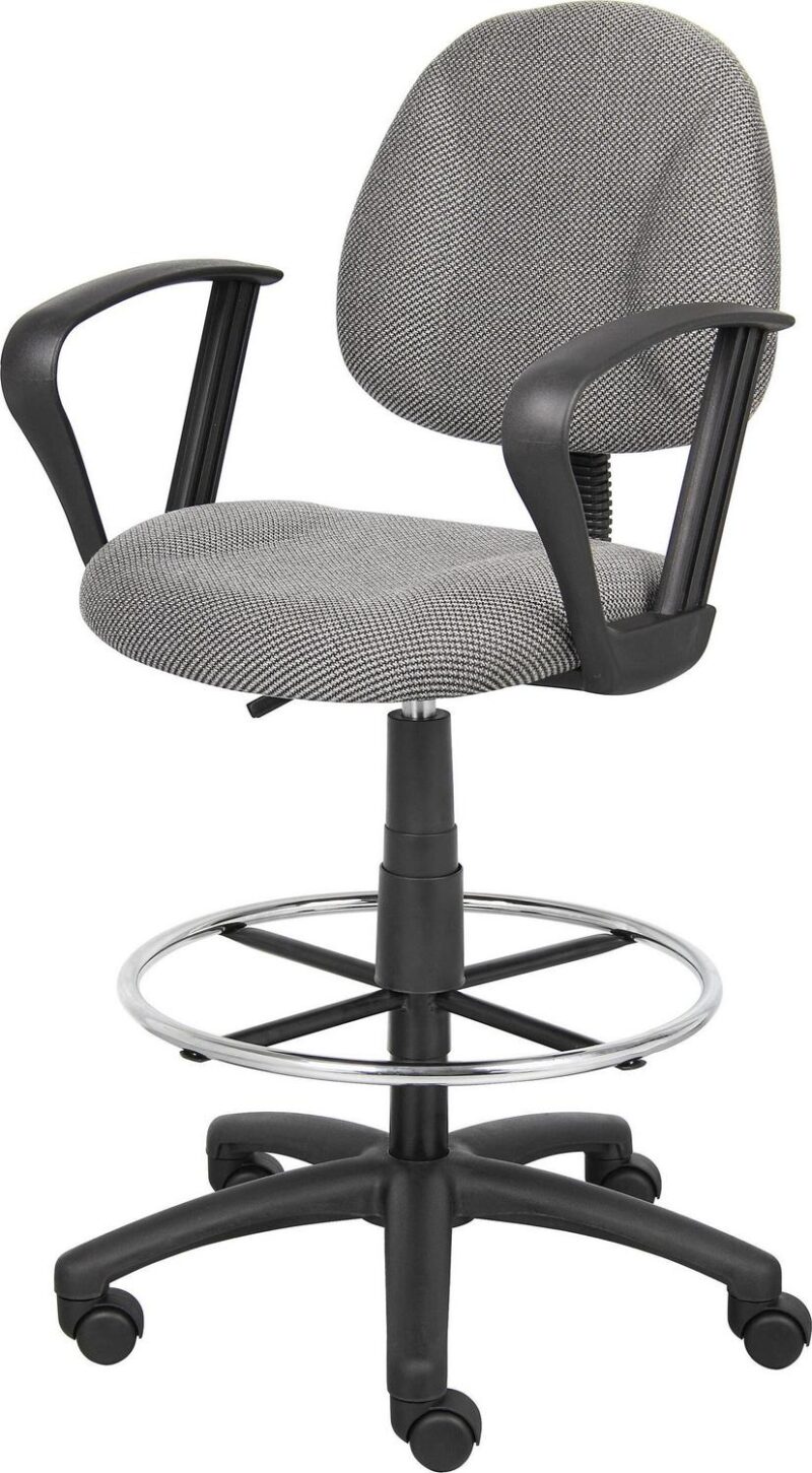Boss Office Products Grey Contemporary Ergonomic Adjustable Height Swivel Upholstered Drafting Chair - Image 6