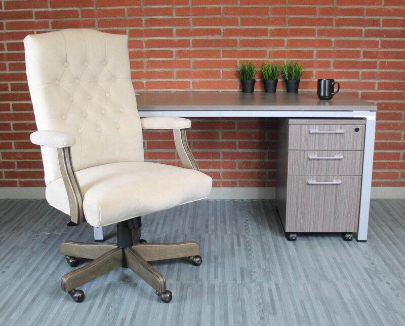Boss Office Products Champagne Contemporary Ergonomic Adjustable Height Swivel Upholstered Executive Chair - Image 7