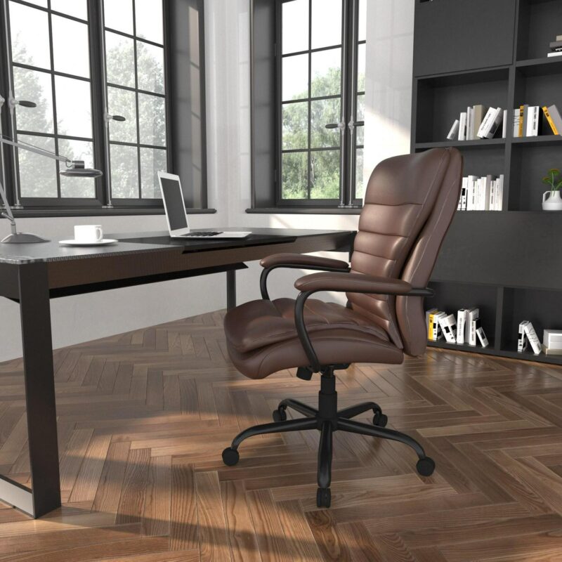 Boss Office Products Bomber Brown Contemporary Ergonomic Adjustable Height Swivel Upholstered Executive Chair - Image 6