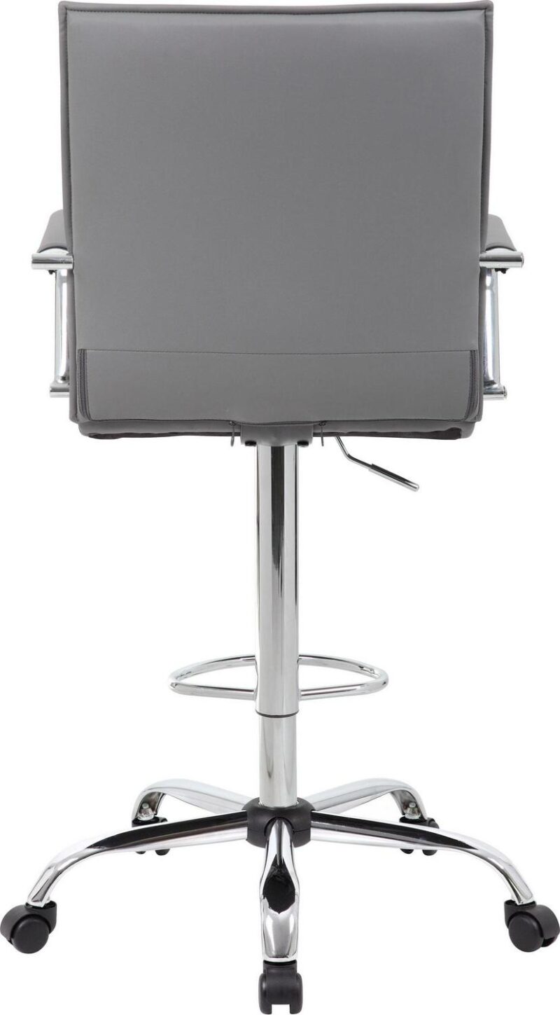Boss Office Products Grey Contemporary Ergonomic Adjustable Height Swivel Upholstered Drafting Chair - Image 4