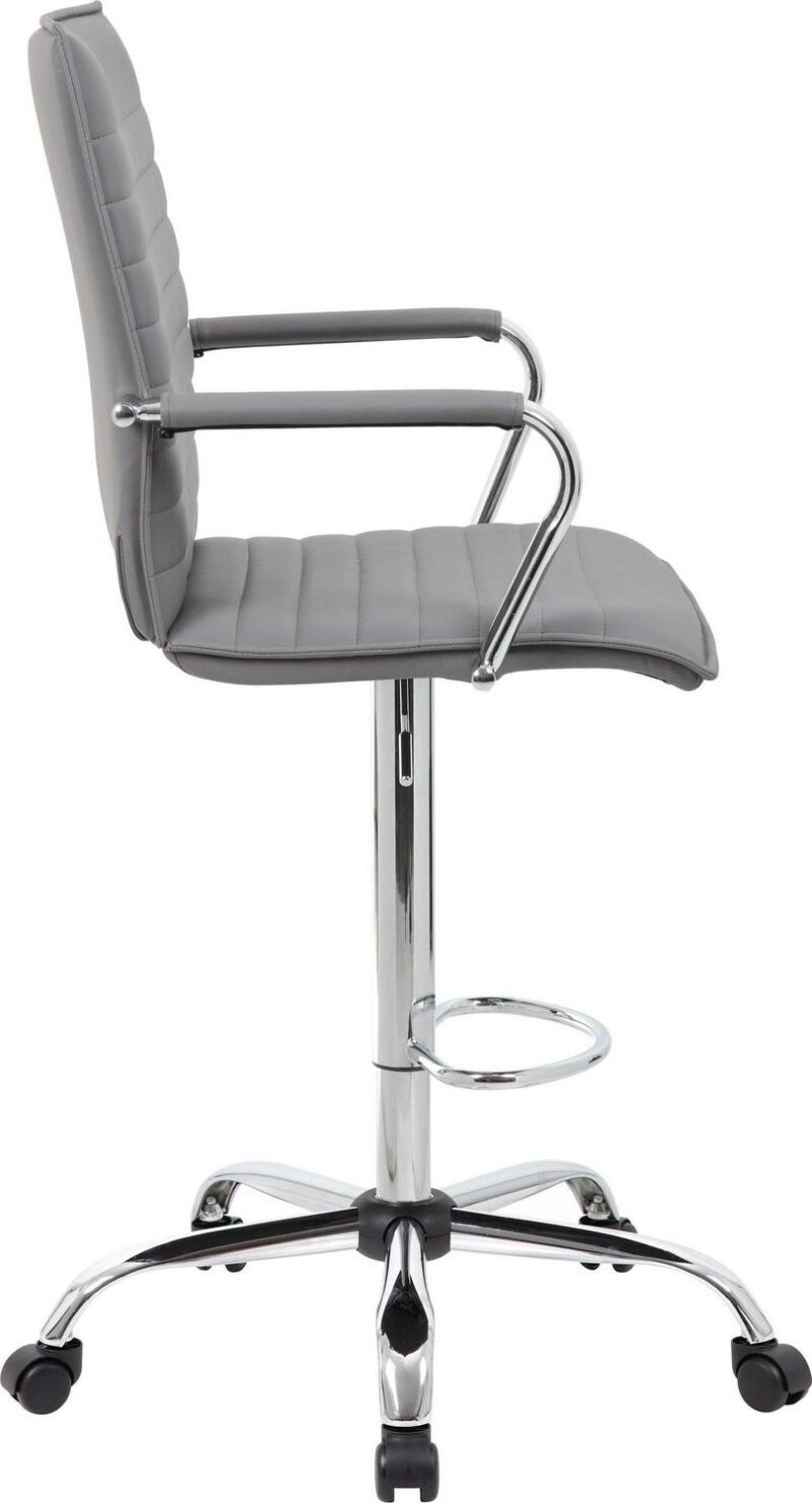 Boss Office Products Grey Contemporary Ergonomic Adjustable Height Swivel Upholstered Drafting Chair - Image 3