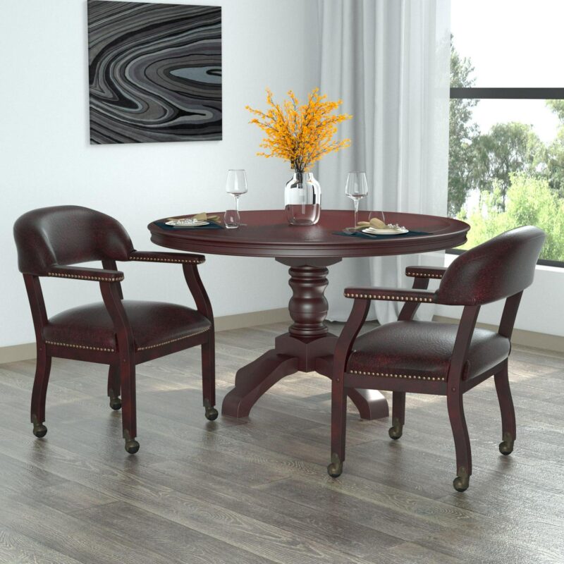 Boss Office Products Burgundy Traditional Ergonomic Upholstered Bankers Chair - Image 6