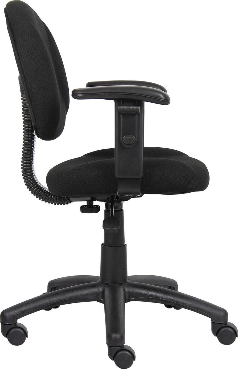 Boss Office Products Black Contemporary Ergonomic Adjustable Height Swivel Upholstered Task Chair - Image 3