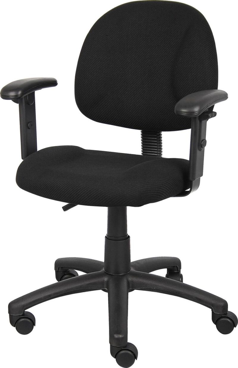Boss Office Products Black Contemporary Ergonomic Adjustable Height Swivel Upholstered Task Chair - Image 6