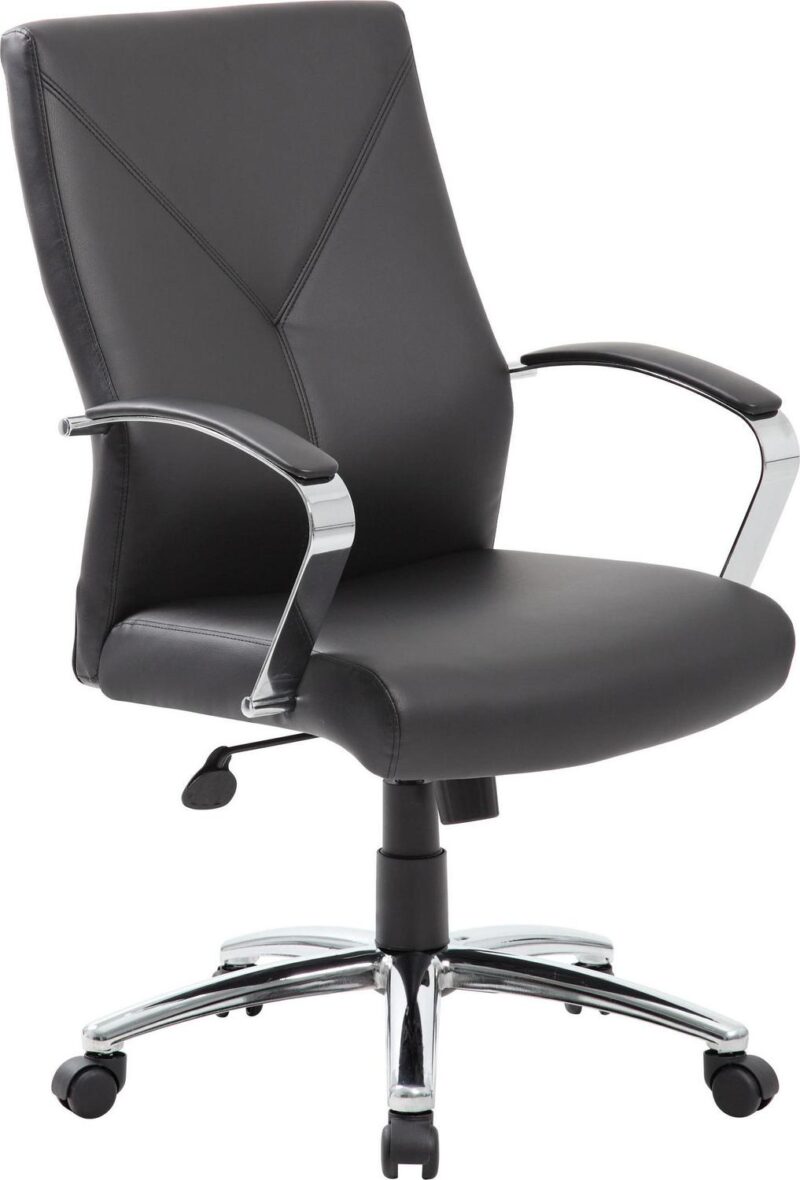 Boss Office Products Black Contemporary Ergonomic Adjustable Height Swivel Upholstered Executive Chair