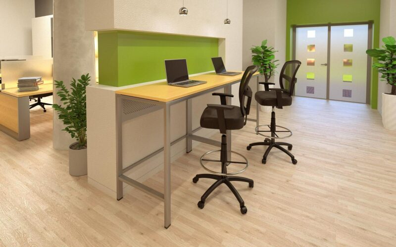 Boss Office Products Black Contemporary Ergonomic Adjustable Height Swivel Mesh Drafting Chair - Image 8
