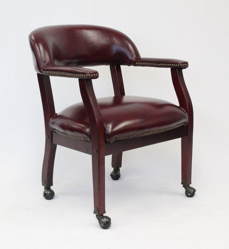 Boss Office Products Burgundy Traditional Ergonomic Upholstered Bankers Chair - Image 3