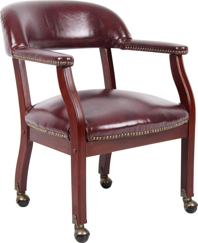 Boss Office Products Burgundy Traditional Ergonomic Upholstered Bankers Chair