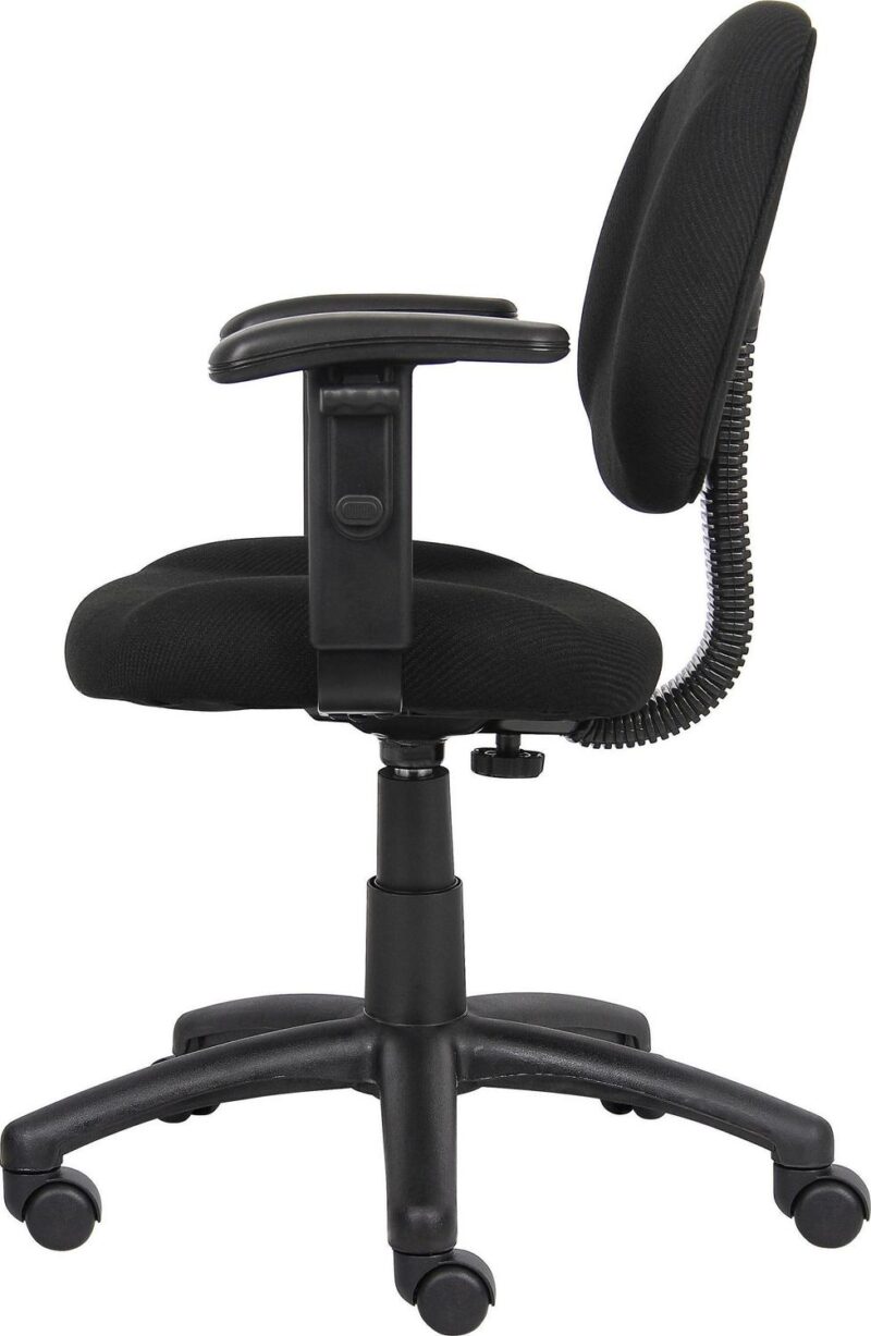 Boss Office Products Black Contemporary Ergonomic Adjustable Height Swivel Upholstered Task Chair - Image 2