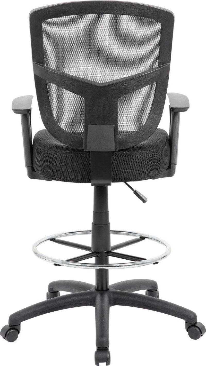 Boss Office Products Black Contemporary Ergonomic Adjustable Height Swivel Mesh Drafting Chair - Image 4