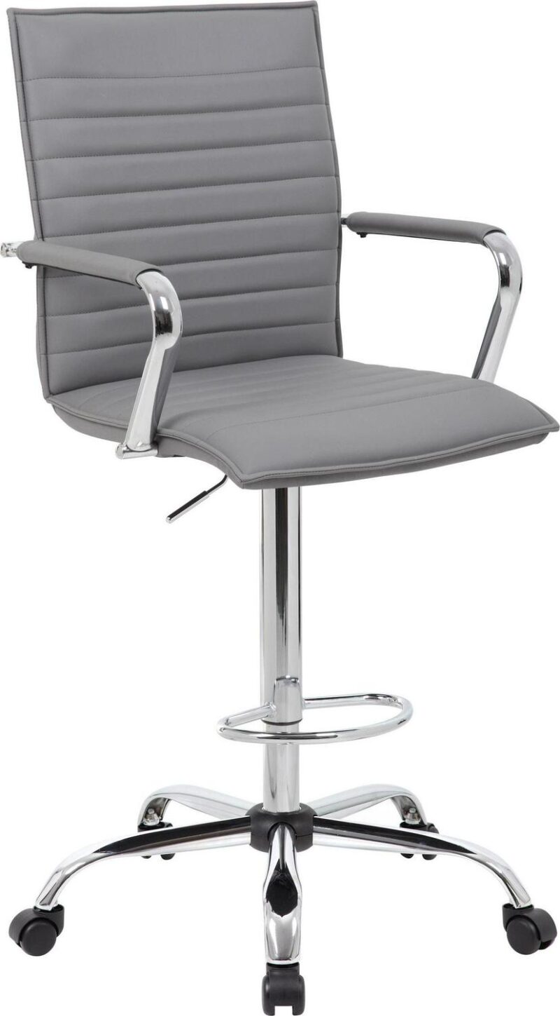 Boss Office Products Grey Contemporary Ergonomic Adjustable Height Swivel Upholstered Drafting Chair