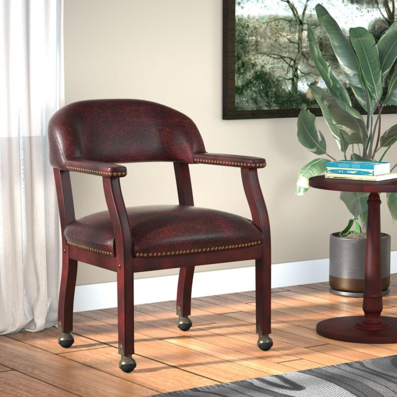 Boss Office Products Burgundy Traditional Ergonomic Upholstered Bankers Chair - Image 7