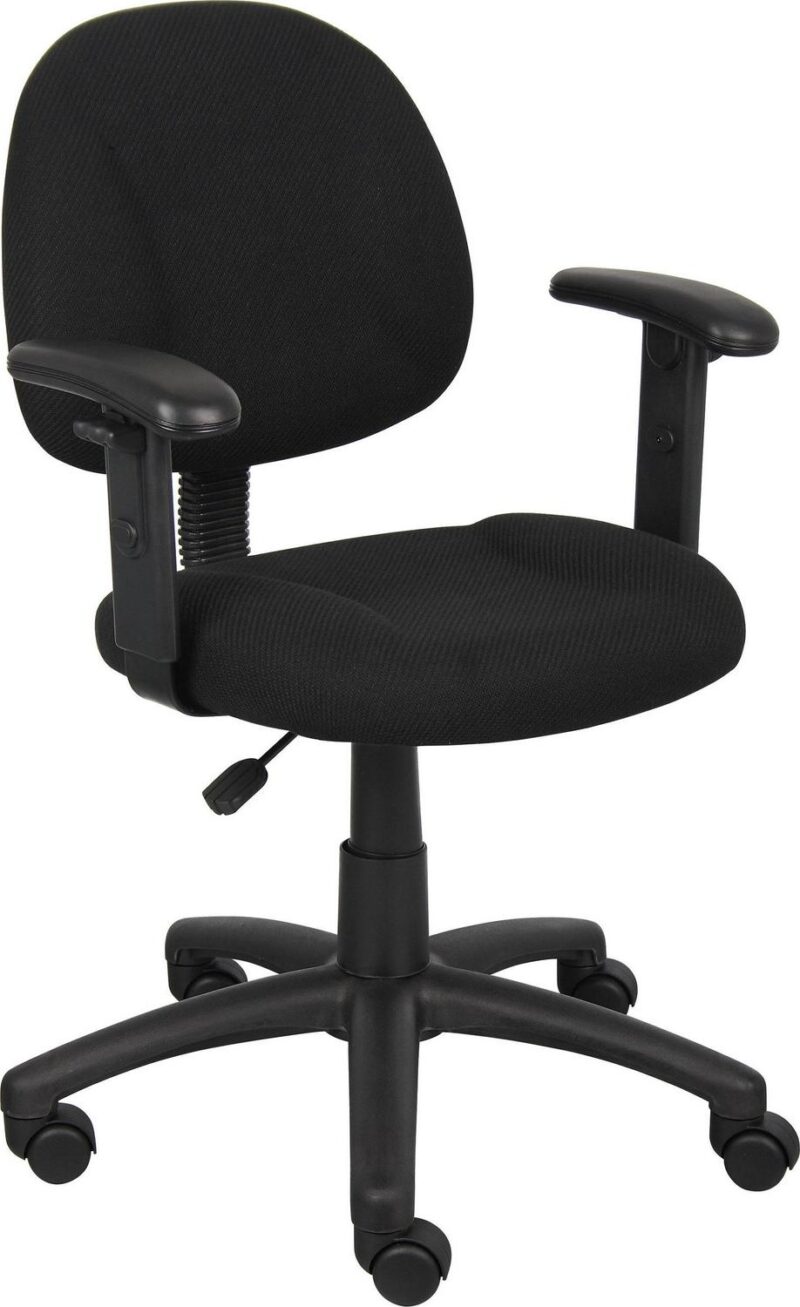 Boss Office Products Black Contemporary Ergonomic Adjustable Height Swivel Upholstered Task Chair