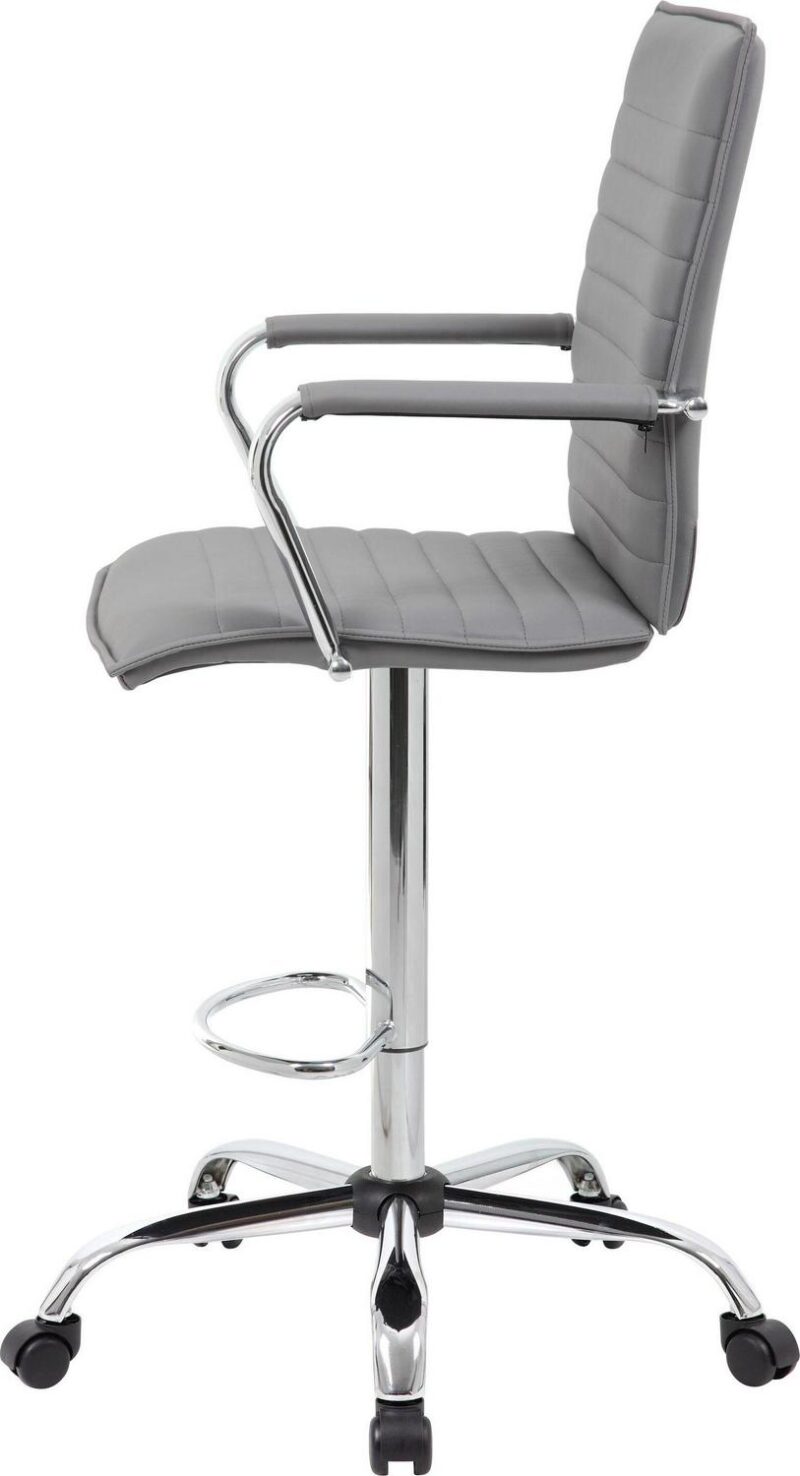 Boss Office Products Grey Contemporary Ergonomic Adjustable Height Swivel Upholstered Drafting Chair - Image 2