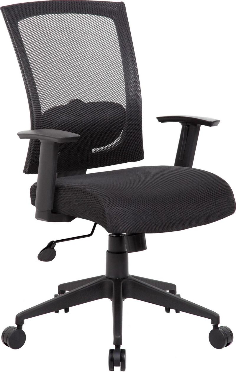 Boss Office Products Black Contemporary Ergonomic Adjustable Height Swivel Mesh Task Chair