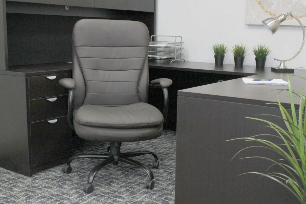 Boss Office Products Bomber Brown Contemporary Ergonomic Adjustable Height Swivel Upholstered Executive Chair - Image 8