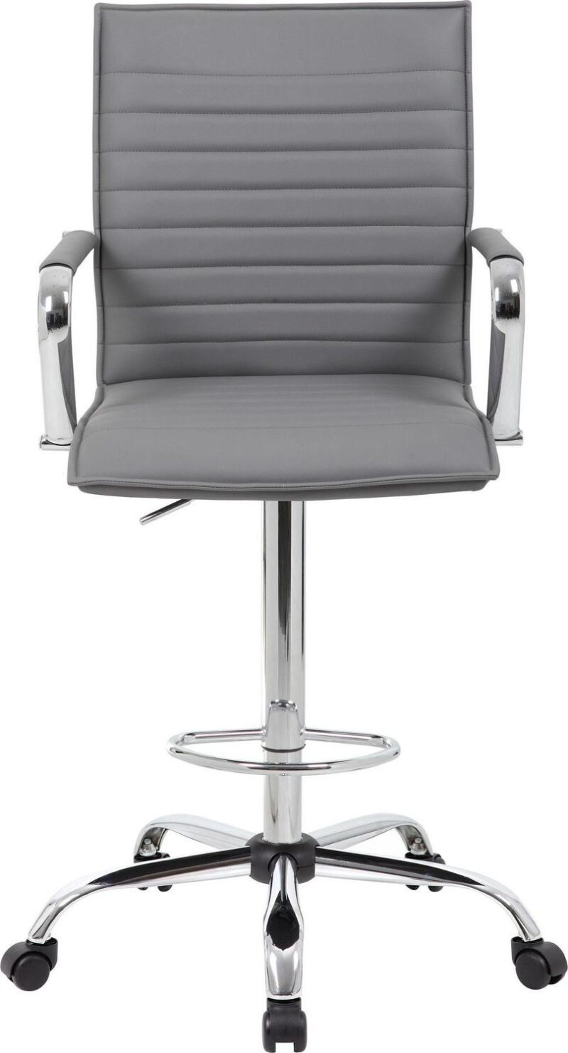 Boss Office Products Grey Contemporary Ergonomic Adjustable Height Swivel Upholstered Drafting Chair - Image 5