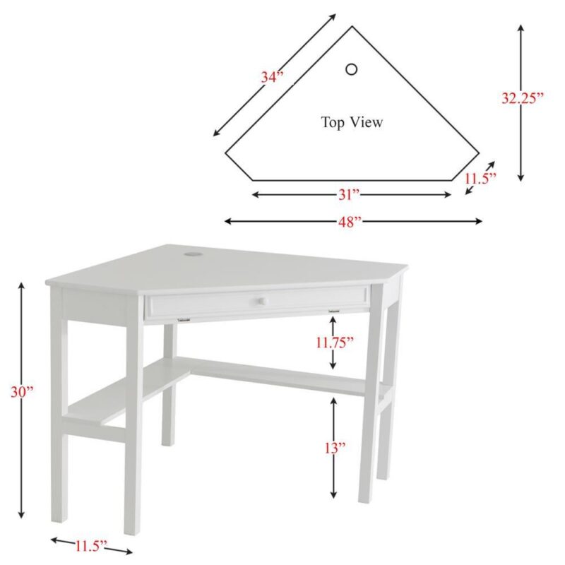 Boston Loft Furnishings 48-Inches White Modern/Contemporary Birch Corner desk - Image 3
