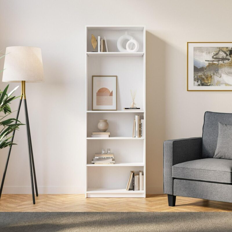 Brentwood Valley Designs Dante White Composite 5 -Shelf Bookcase ( 25-Inches W x 71-Inches H x 9-Inches D ) Finished - Image 2