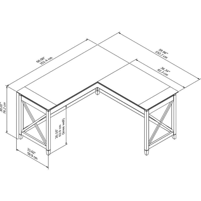 Bush Furniture Key West 60-Inches White Modern/Contemporary L-shaped desk - Image 6