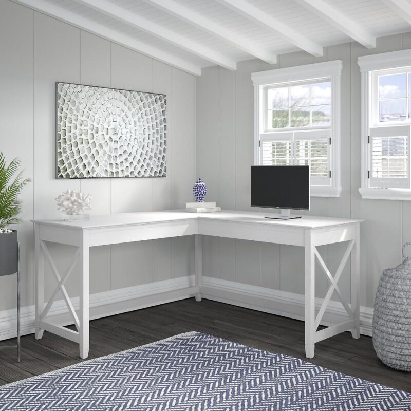 Bush Furniture Key West 60-Inches White Modern/Contemporary L-shaped desk - Image 2