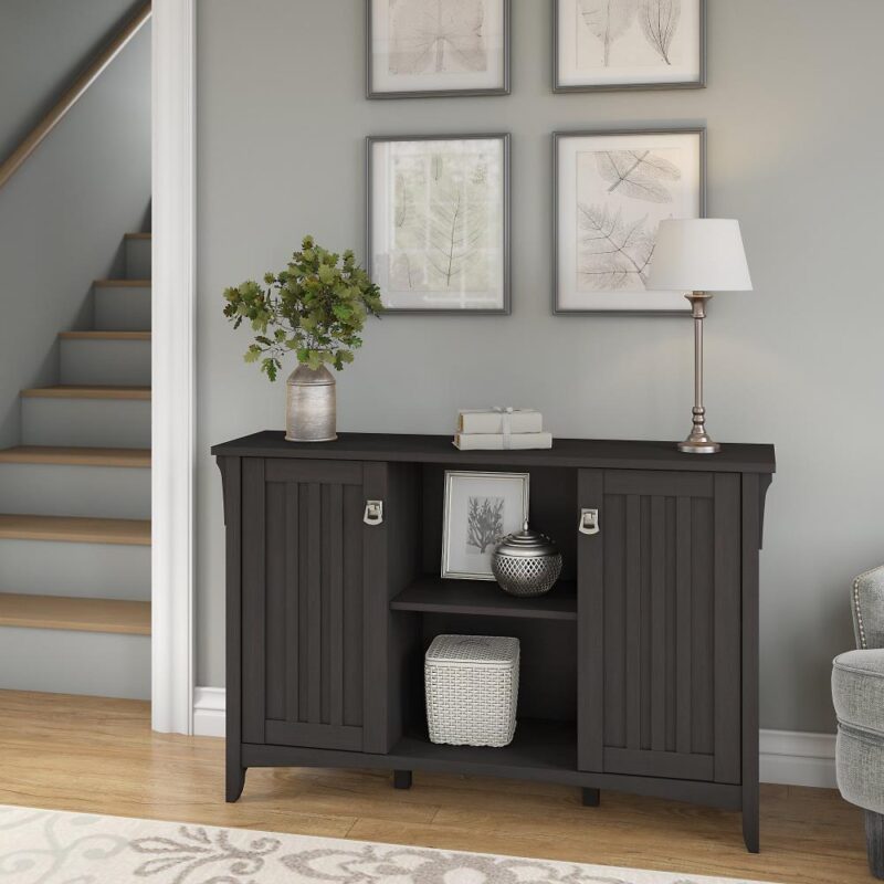 Bush Furniture Salinas 6 -Shelf Vintage Black Office Cabinet - Image 2