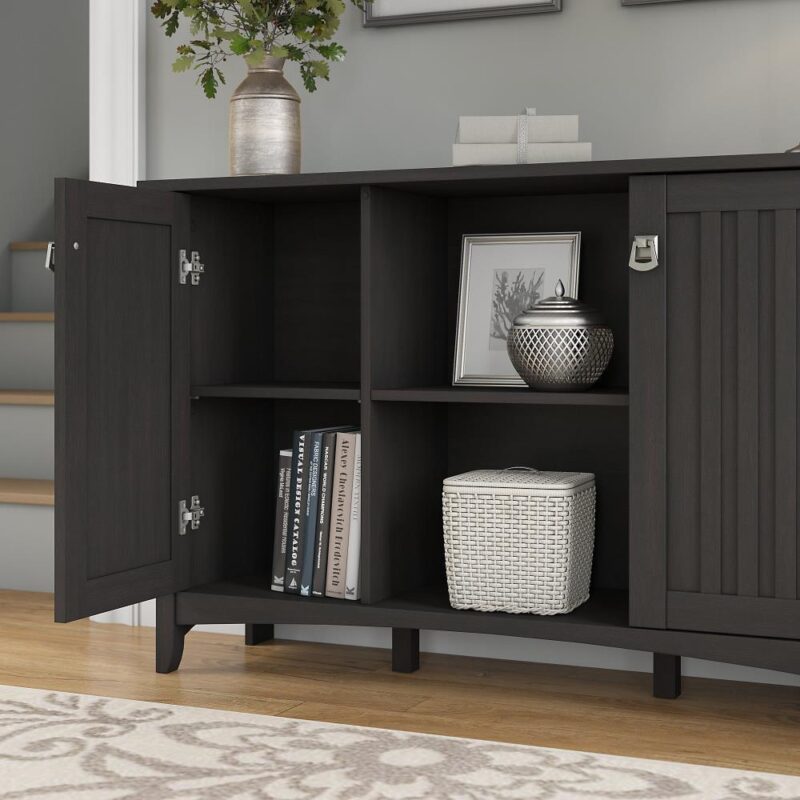 Bush Furniture Salinas 6 -Shelf Vintage Black Office Cabinet - Image 3