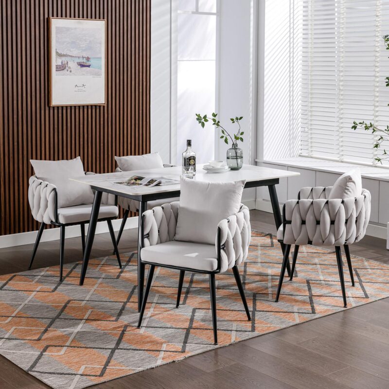 Bybafun 2 Modern Ivory Velvet Accent Chair - Image 20