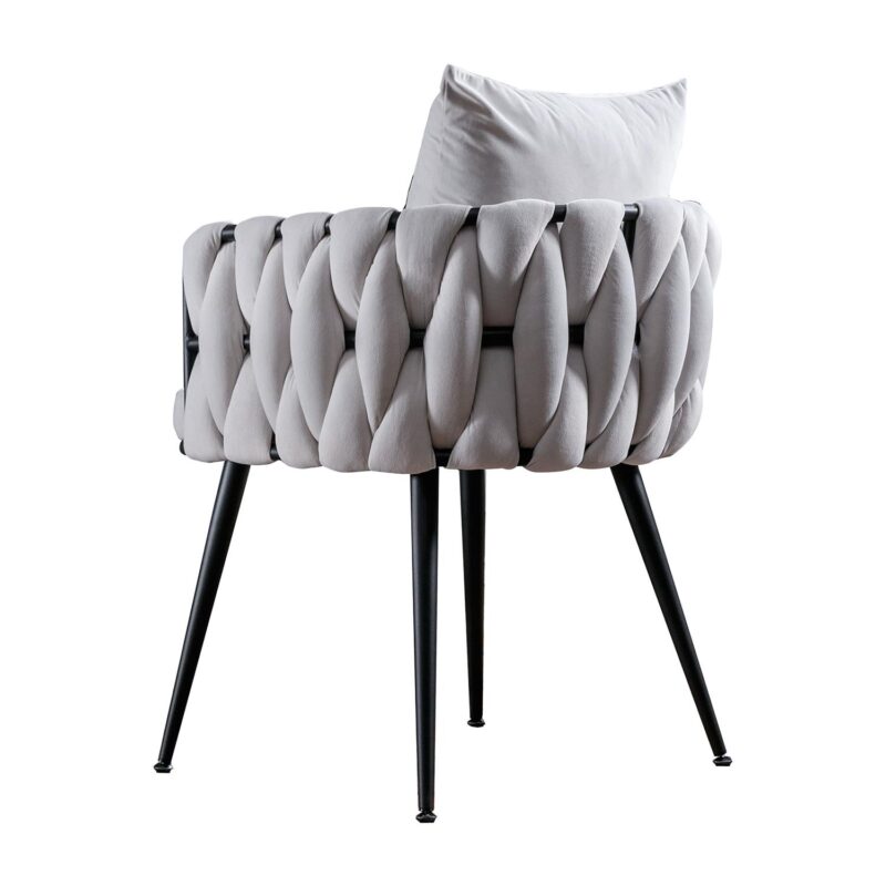 Bybafun 2 Modern Ivory Velvet Accent Chair - Image 11