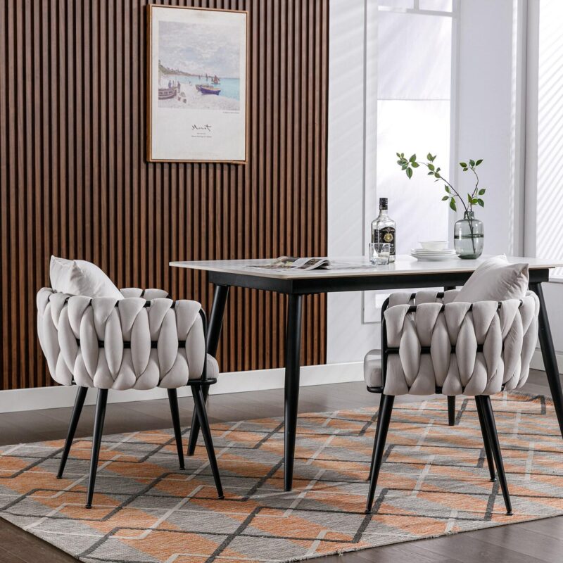 Bybafun 2 Modern Ivory Velvet Accent Chair - Image 10