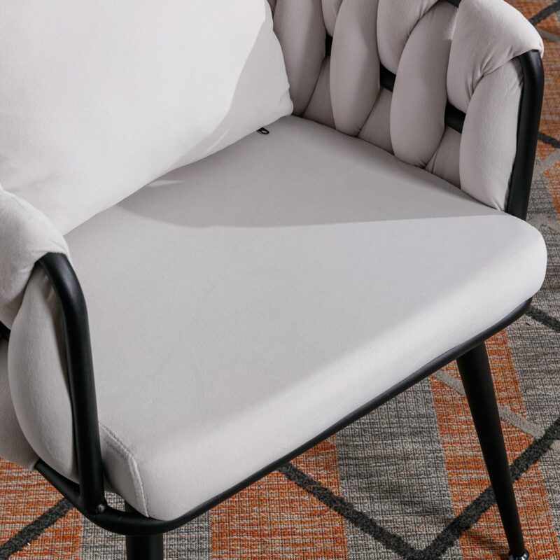 Bybafun 2 Modern Ivory Velvet Accent Chair - Image 4