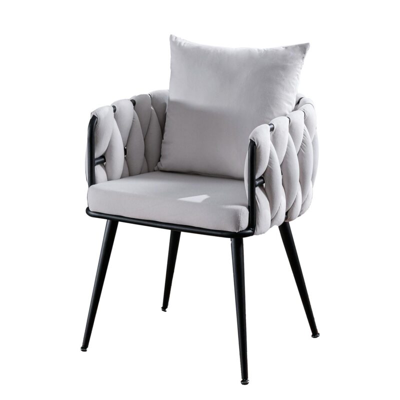 Bybafun 2 Modern Ivory Velvet Accent Chair