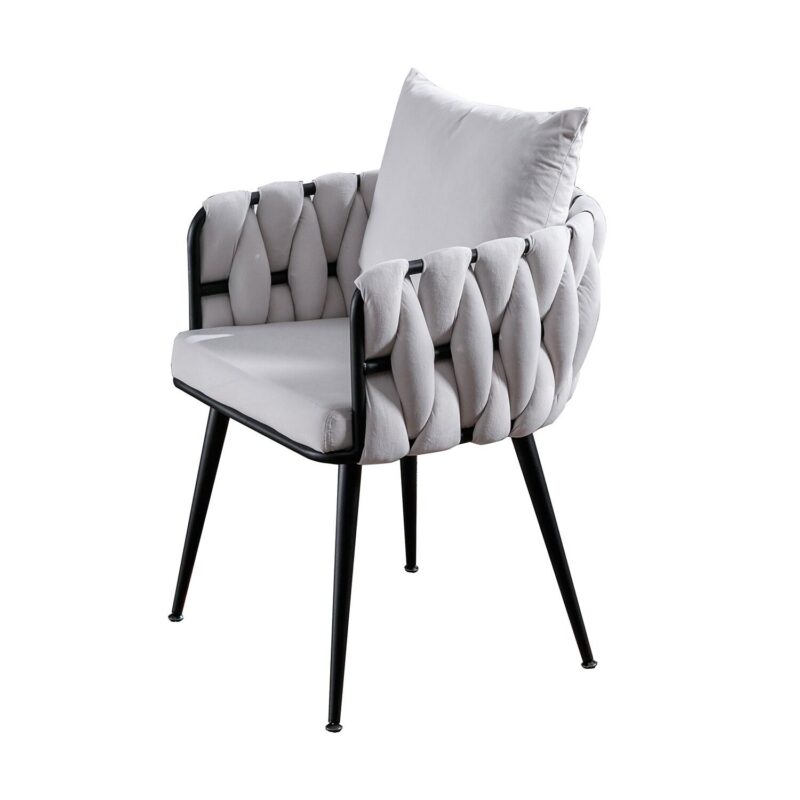 Bybafun 2 Modern Ivory Velvet Accent Chair - Image 2