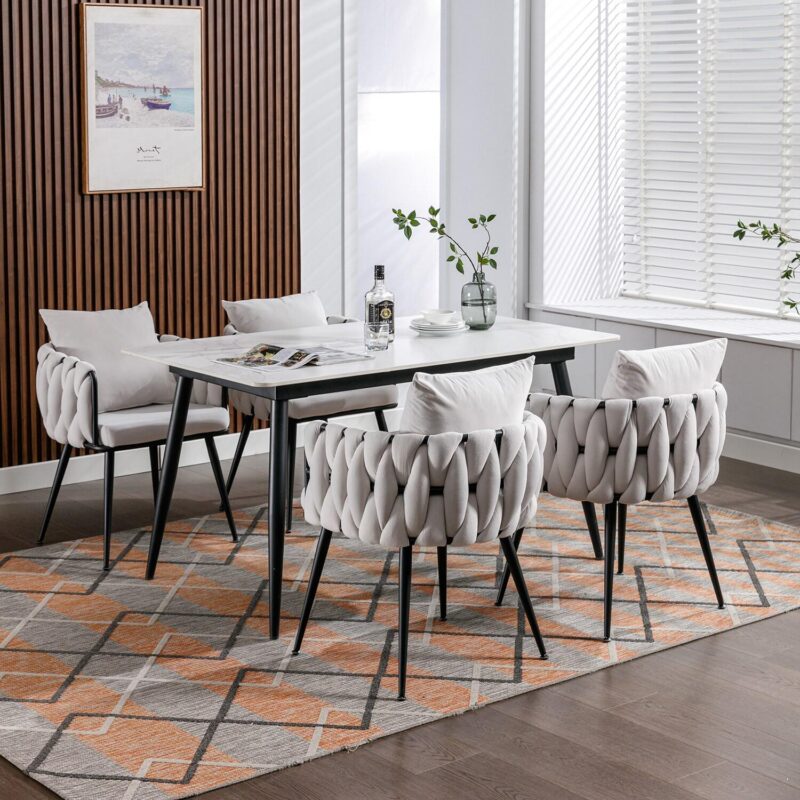 Bybafun 2 Modern Ivory Velvet Accent Chair - Image 14