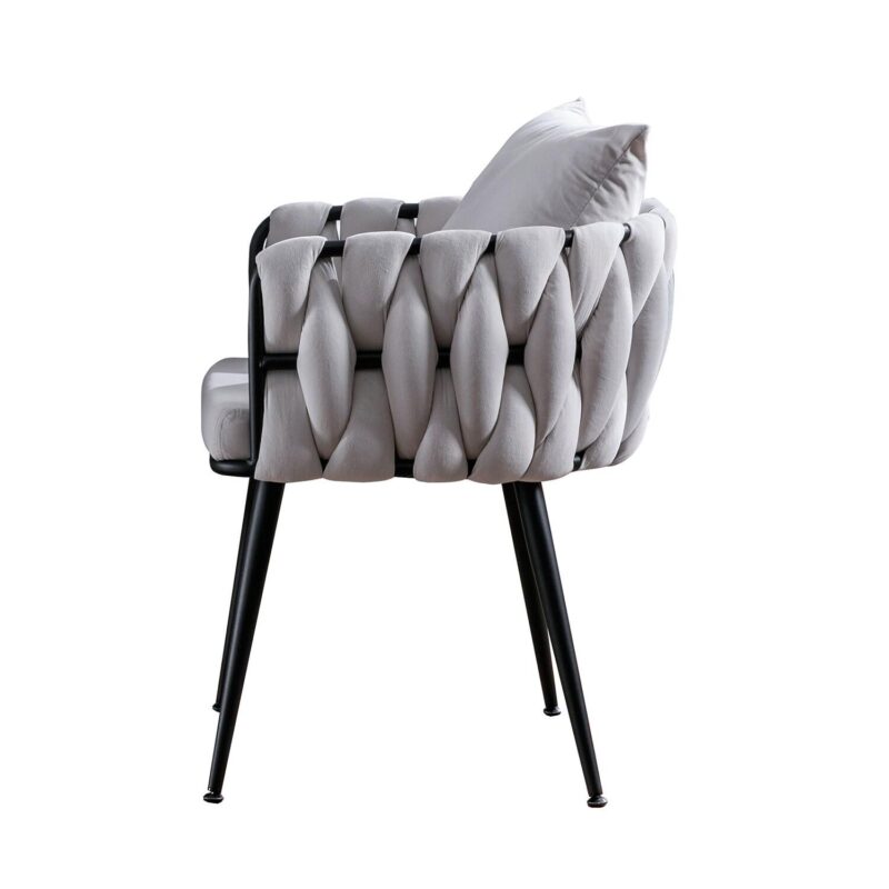 Bybafun 2 Modern Ivory Velvet Accent Chair - Image 7