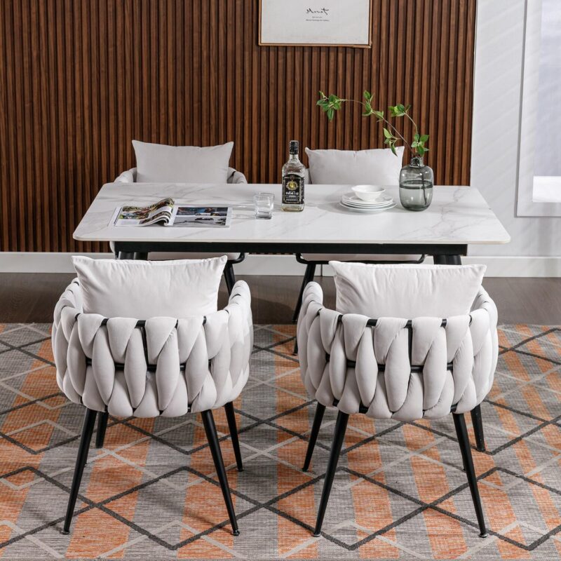 Bybafun 2 Modern Ivory Velvet Accent Chair - Image 15