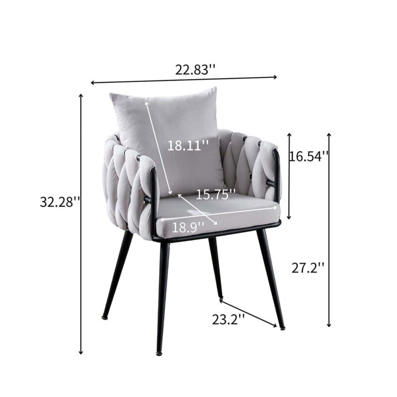 Bybafun 2 Modern Ivory Velvet Accent Chair - Image 13
