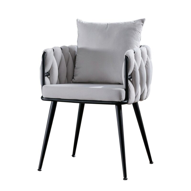 Bybafun 2 Modern Ivory Velvet Accent Chair - Image 12
